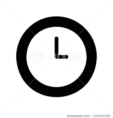Bold and Simple Round Clock Icon with a Thick Black Frame 129125593
