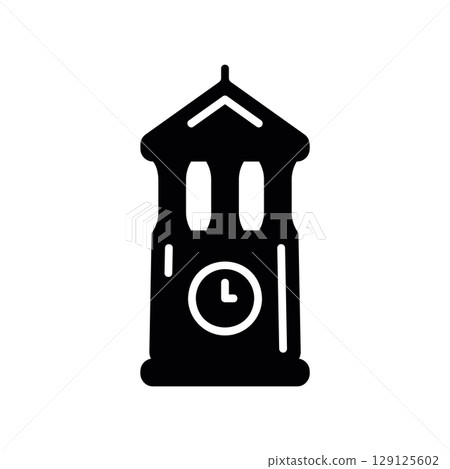 Architectural Clock Tower Building Glyph Icon Architectural Clock Tower Building Glyph Icon 129125602