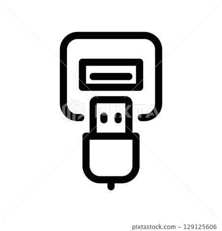 Line Art of a USB Wall Charger with Power Adapter and Cable 129125606