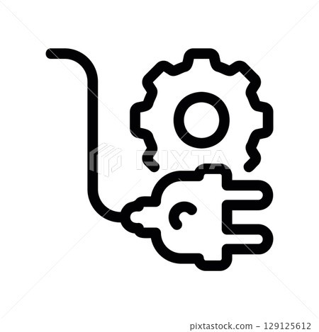 Power Configuration Icon with an Electric Plug and a Gear 129125612
