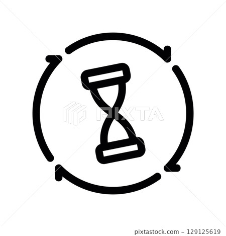 Hourglass in a Circular Arrow Representing a Time Cycle Hourglass in a Circular Arrow Representing a Time Cycle 129125619