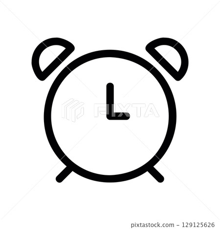 Classic Twin Bell Alarm Clock Line Art Icon Classic Twin Bell Alarm Clock Line Art Icon 129125626