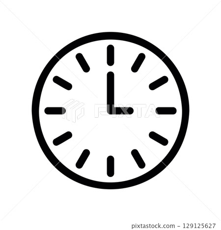 Round Analog Clock with Dashes as Hour Markers Round Analog Clock with Dashes as Hour Markers 129125627