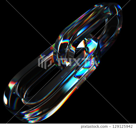 3d blockchain hyperlink of glass chromatic chain links isolated on black background. Crystal connected rings, bitcoin or ethereum transaction database, cryptocurrency mining concept. 3D illustration 3d blockchain hyperlink of glass chromatic chain links isolated on black background. Crystal connected rings, bitcoin or ethereum transaction database, cryptocurrency mining concept. 3D illustration 129125942