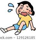 A girl sitting down sweating 129126185