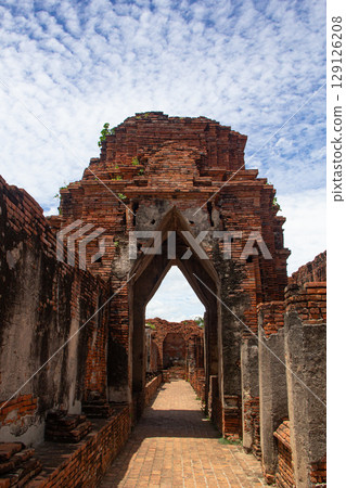 Ancient pagoda on temple in ayutthaya historical park Ancient pagoda on temple in ayutthaya historical park 129126208