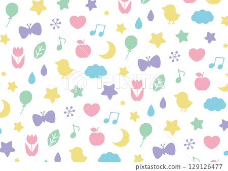 Kids cute pattern pastel colors (not seamless) Kids cute pattern pastel colors (not seamless) 129126477