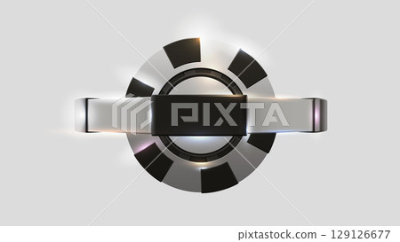 Black white casino poker chip banner. Realistic light gamble icon on white background. Poker club, blackjack or online casino banner. Shiny casino header Black white casino poker chip banner. Realistic light gamble icon on white background. Poker club, blackjack or online casino banner. Shiny casino header 129126677