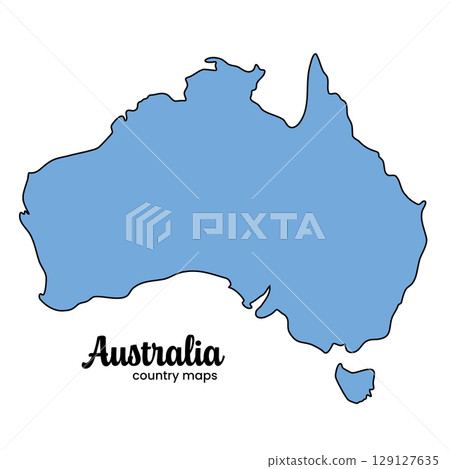 Flat Vector Map of Australia with Script Text.Vector illustration 129127635
