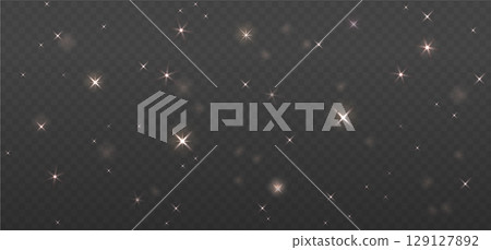 Night starry sky, dark space background with glowing stars. Transparent vector illustration. Night starry sky, dark space background with glowing stars. Transparent vector illustration. 129127892