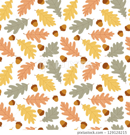 Autumn oak leaves seamless pattern 129128215