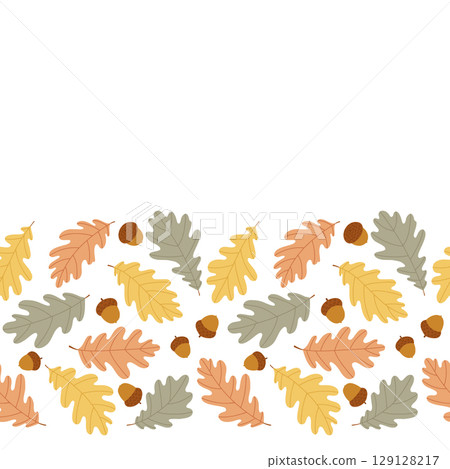 Simple oak foliage seamless border 129128217