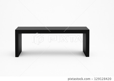 白色背景上放置的一張簡單的黑色長凳 白色背景上放置的一張簡單的黑色長凳 129128420