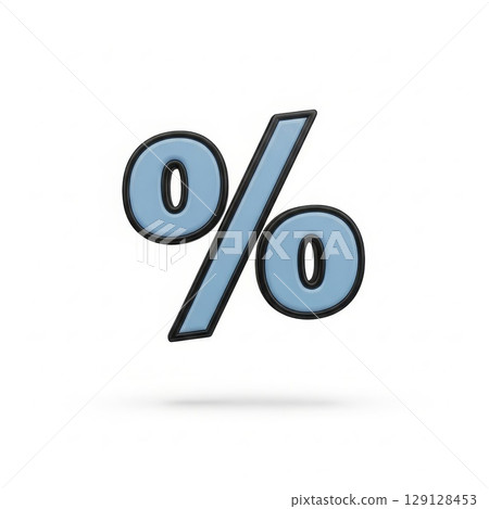 Three dimensional blue gradient percentage symbol with black outline and shadow effect on white background Three dimensional blue gradient percentage symbol with black outline and shadow effect on white background 129128453