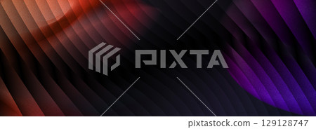 dark multicolor ribbed glass abstract gradient background with smooth glossy flowing wave stripes and luminous highlights for modern futuristic digital wallpaper 129128747