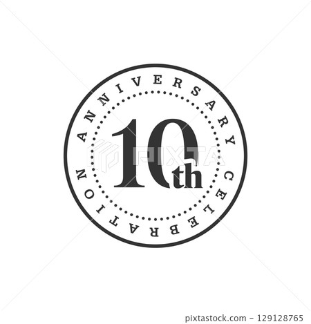 Stylish 10th anniversary badge-style icon (monochrome vector) 129128765