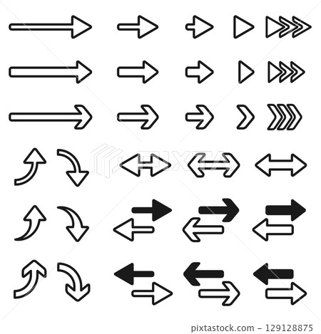 插圖素材：向量簡單箭頭集 129128875