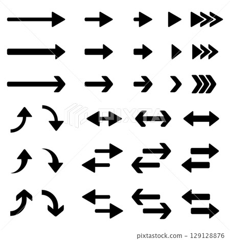 Illustration material: Vector simple arrow set 129128876