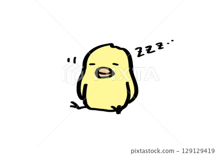 Cute and relaxed chick taking a nap 1 129129419