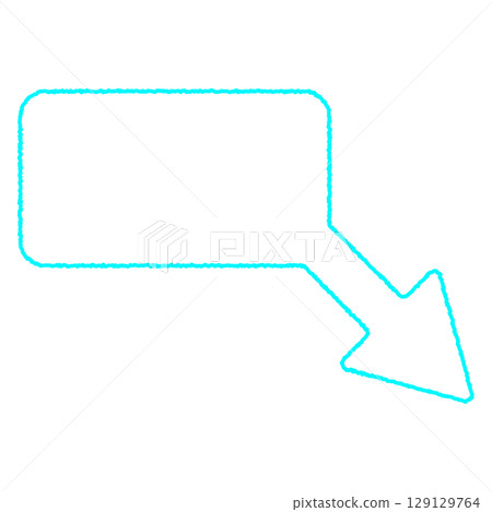 手寫箭頭氣泡，右下箭頭，淺藍線 129129764