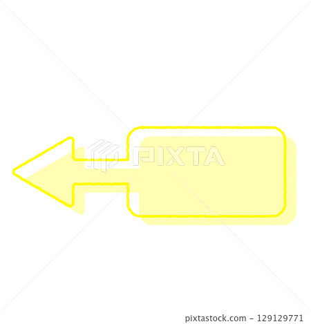 Handwritten Arrow Speech Bubble Left Arrow Yellow 129129771