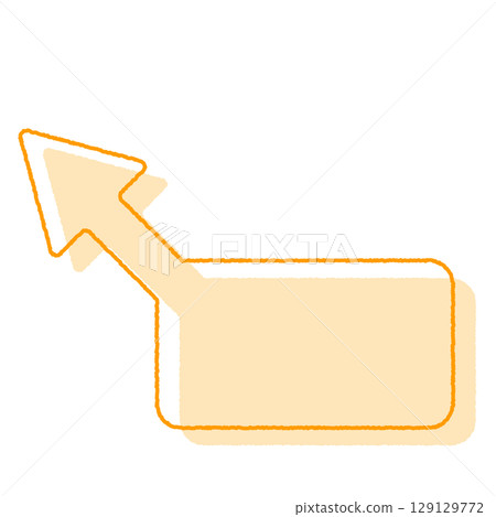 Handwritten arrow speech bubble, upper left arrow, orange Handwritten arrow speech bubble, upper left arrow, orange 129129772