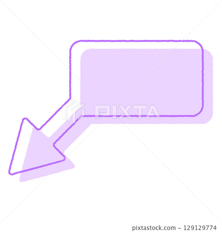 Handwritten Arrow Speech Bubble Left Down Arrow Purple 129129774