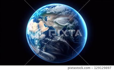 Earth globe isolated in blue background Earth globe isolated in blue background 129129897
