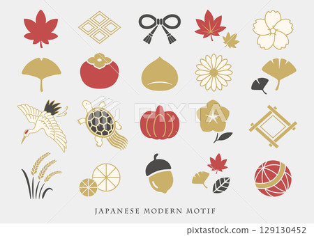 Japanese modern autumn motif 129130452