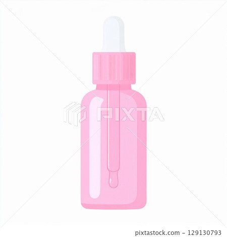 Elegant Pink Dropper Bottle for Skincare Serum and Essential Oil Treatments 129130793