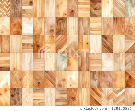 Abstract Wood Texture Background Featuring Different Wooden Tiles Design Patterns 129130885