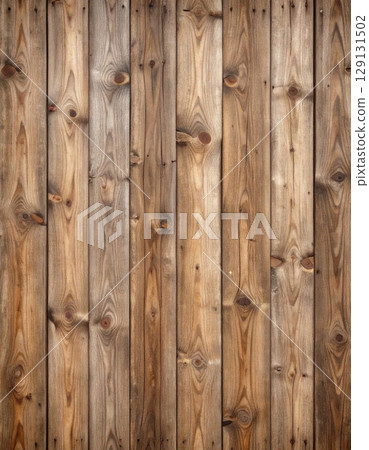 Close Up of Vertical Wooden Planks Showing Detailed Grain Texture and Knot Pattern 129131502