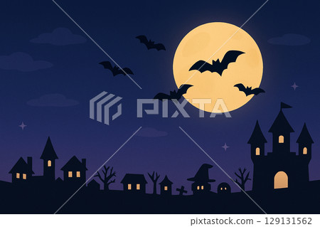 Illustration of a Halloween background for a full moon night 129131562