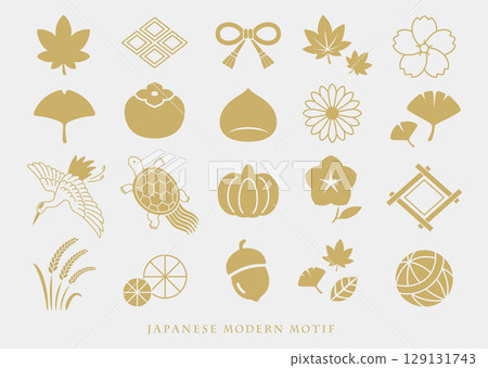 Japanese modern autumn motif_gold 129131743
