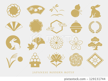 Japanese modern autumn motif_gold2 129131744