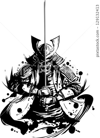 武士墨畫插圖 武士墨畫插圖 129132413