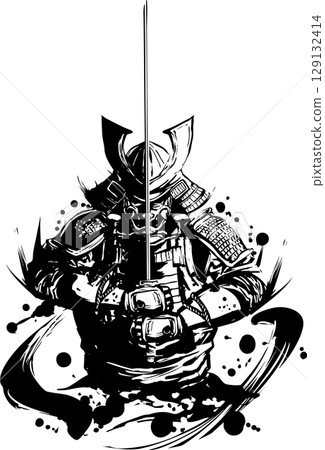 武士墨畫插圖 129132414