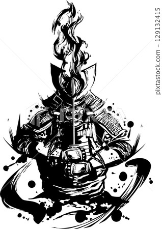 武士墨畫插圖 129132415