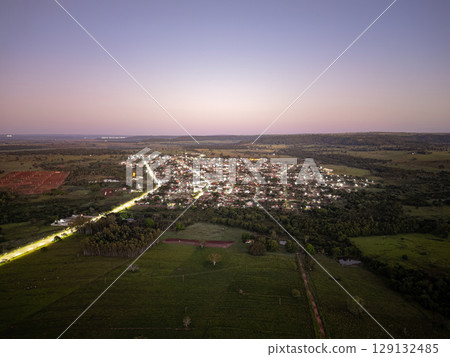 Itaja, Goias, Brazil - 05 02 2024: small town of Itaja in the interior of Goias during the morning 129132485