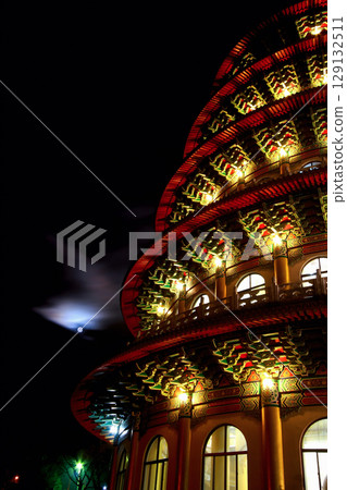 Tianyuan Temple Pagoda at Night Tamsui New Taipei City. Tianyuan Temple Pagoda at Night Tamsui New Taipei City. 129132511