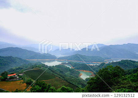 Stunning Ba Gua Tea Garden and Feitsui Reservoir in Shiding, Taiwan. Stunning Ba Gua Tea Garden and Feitsui Reservoir in Shiding, Taiwan. 129132512