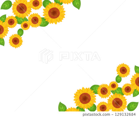 A stylish sunflower frame that brightens up your summer. A calm floral border material that can be used for print and digital. 129132684