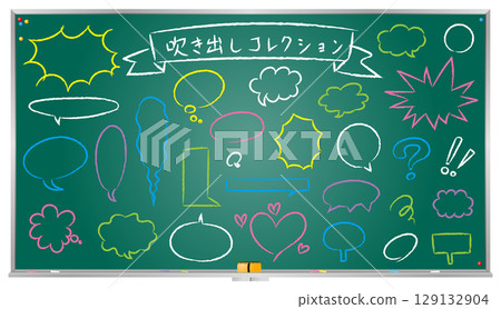 黑板粉筆風格向量素材 | 各種對話氣泡框套裝 129132904