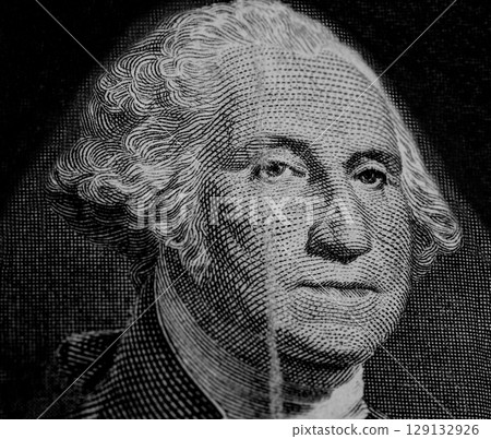 Portrait of first U.S. president George Washington from American one dollar bill Portrait of first U.S. president George Washington from American one dollar bill 129132926