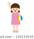 拿著沙灘球的女孩 129133039