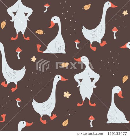 funny geese seamless pattern funny geese seamless pattern 129133477