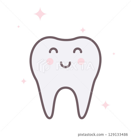happy cartoon tooth 129133486