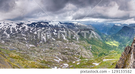 viewpoint over geirangerfjord from oernesvingen eagle road viewpoint over geirangerfjord from oernesvingen eagle road 129133582