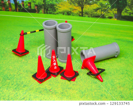 Red cone and clay pipe Red cone and clay pipe 129133745