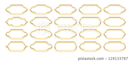 Islamic frames, oriental style objects. Arabic shapes, windows and arches. Traditional ornamental banner, frame. Muslim holidays, Ramadan Kareem. Modern eastern architecture. Vector illustration 129133787
